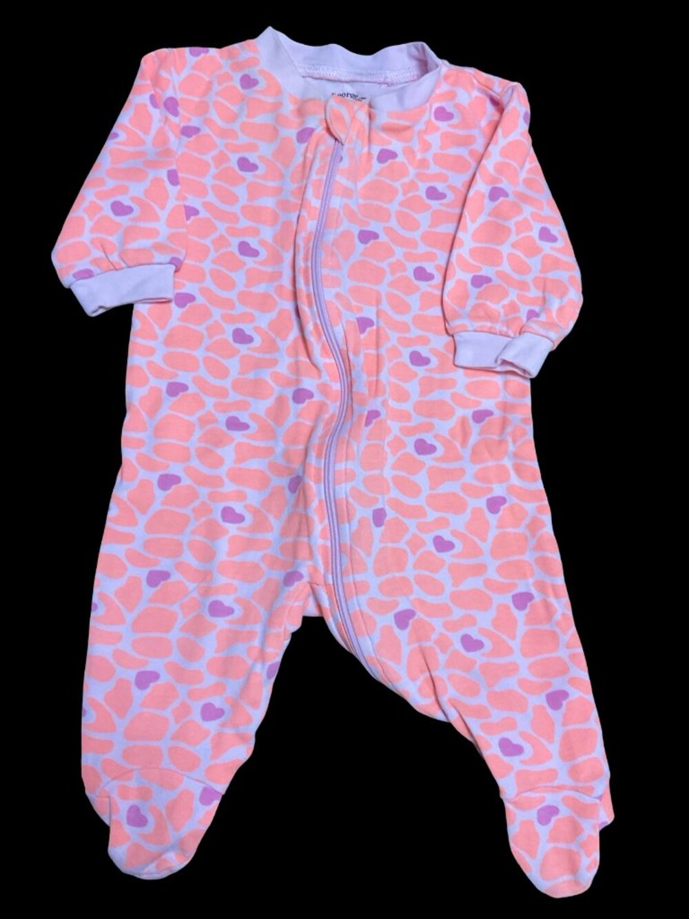 👣 10/$25 - Orange/Pink Giraffe & Heart Print Sleeper
